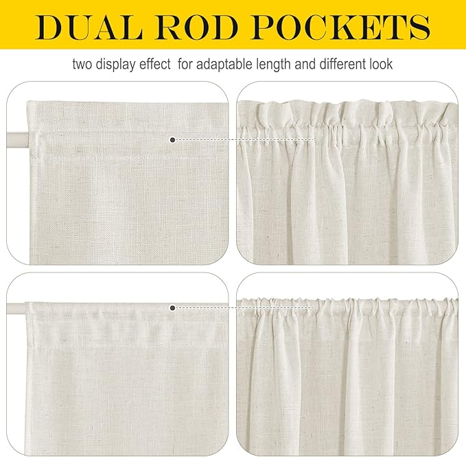NICETOWN French Door Cover for Kitchen Window, Rod Pocket Front Sidelight Curtain for Back Front Glass Door Window, Linen Sheer Curtain 72 inch Long, 1 Panel, Linen, 36" Wide