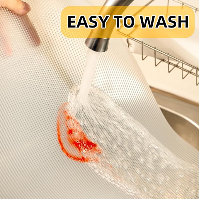 Shelf Liner Non Slip,Non Adhesive Cabinet Liner,Waterproof Drawer Liner,Food-Grade EVA Material for Kitchen Cabinets,Drawers,Refrigerators-Odorless & Easy to Cut-20 x 240 inches x 2 Rolls,Thickened