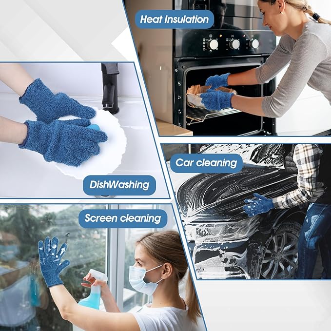 Plant Dusting Gloves, Microfiber Dusters for Cleaning Kitchen Indoor Mitt for House Use Desk Window Blind Screen Wash