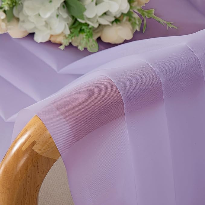 Chyhomenyc Lilac Sheer Curtains 54 Inch Long 2 Panels, Light Filtering Rod Pocket Voile Short Curtains Drapes for Living Room Bedroom Small Windows, 42Wx45L Inches