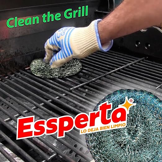 3 Pcs ESSPERTA Stainless Steel Wool Scrubber，3 Steel Scrubber Wool Pads for Cleaning Dishes, Metal Scrubber Pot Scrubbers Can Clean Iron Pots, Stoves, Barbecue Grills, Wash Sink