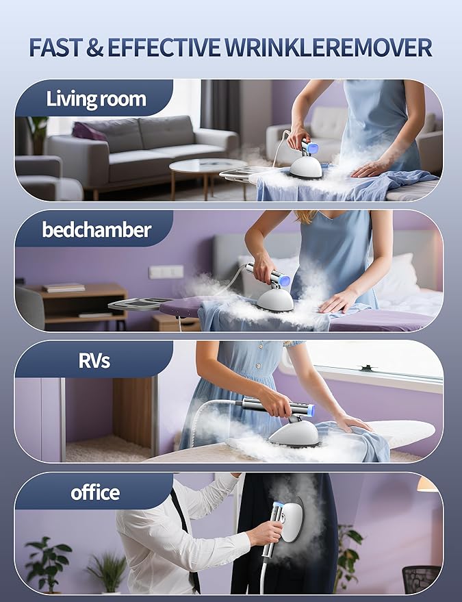 Sundu 1500W Professional Garment Steamer, 2-in-1 Vertical & Handheld for Wrinkles, 6 Steam Modes, 30-Second Heat Up, 800mL Tank, Auto Shut-Off, Portable & Standing Design, White