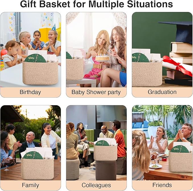 Woven Cotton Rope Storage Basket for Organizing, Cute Decorative Baskets for Gifts Empty, Organizer Bins for Dog Toy, Baby Laundry, 15“×11”×9.5“, Brown