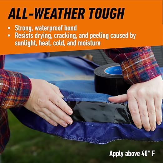 Gorilla All Weather Duct Tape, Black, 1.88" x 25 yd (Pack of 25) - UV and Temperature Resistant Waterproof Tape for Outdoor Repairs