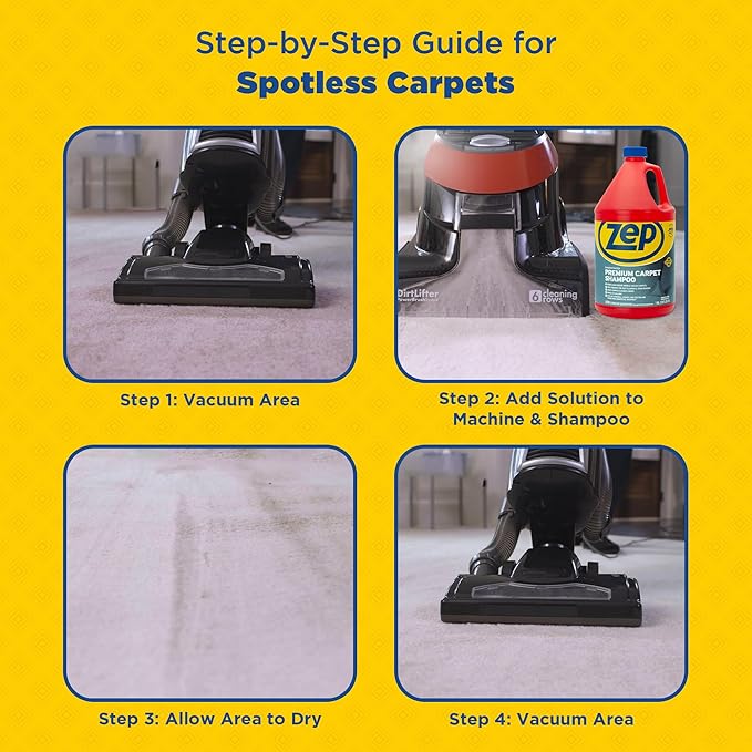 Zep Premium Carpet Shampoo - 1 Gal (Case of 4) - ZUPXC128 - Deep Cleaning and Stain Removal, For Carpet Machines