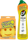Scrub Daddy Sponges & Cif All Purpose Cleaner, Lemon - Non Scratch Sponges for Kitchen + Bathroom - Scrubber and Multipurpose Cleaner Cream - Cleaning Supplies Kit