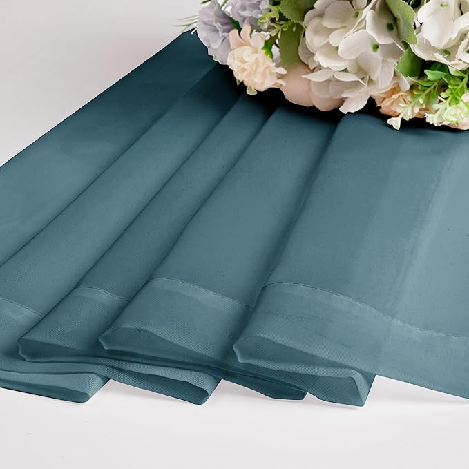 Chyhomenyc Stone Blue Sheer Curtains 30 inch Length 2 Panels, Light Filtering Voile Rod Pocket Short Window Curtians for Bathroom Living Room Farmhouse Small Windows, 42Wx30L inches