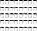 Novelinks 4 Ounce Plastic Jars with Black Lids - Refillable Round Clear Containers for Kitchen & Household Storage - BPA Free (40 Pack)