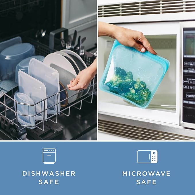 Stasher Premium Silicone Reusable Food Storage Bowl, 8-Cup, Clear, Microwave, Sous Vide, Dishwasher, Oven and Freezer Safe, Travel Container, BPA Free, Leak-free, Eco-friendly