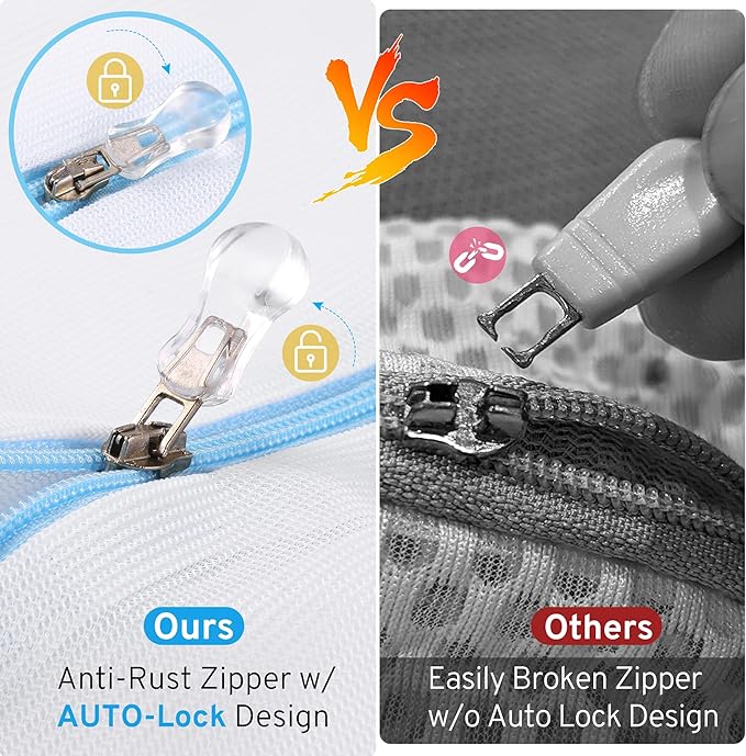 Ultimate 7 Pack 6 Size Mesh Laundry Bags Set for Delicates with AUTO-Lock Zipper, Lingerie Bags for Washing Delicates, Laundry Bags Mesh Wash Bags, Delicates Laundry Bag for Jeans,Blouse,Stocking,Bra