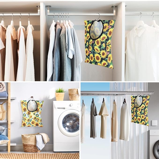 2 Pcs Sunflower Clothes Pin Bag Clothespin Bag Holder Clothespin Holder 15 X 11 Inch Clothes Pin Hanging Bag Clothespin Bag for Clothesline Outdoor Outside Wardrobe and Laundry Room