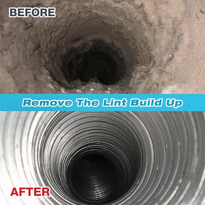 Sealegend 15 Feet Dryer Vent Cleaner Kit/Lint Remover/Upgraded Flexible Quick-Snap Brush with Drill Attachment/Fireplace Chimney Brushes for Easy to Clean/Cleaning Tool Use with or Without Power Drill
