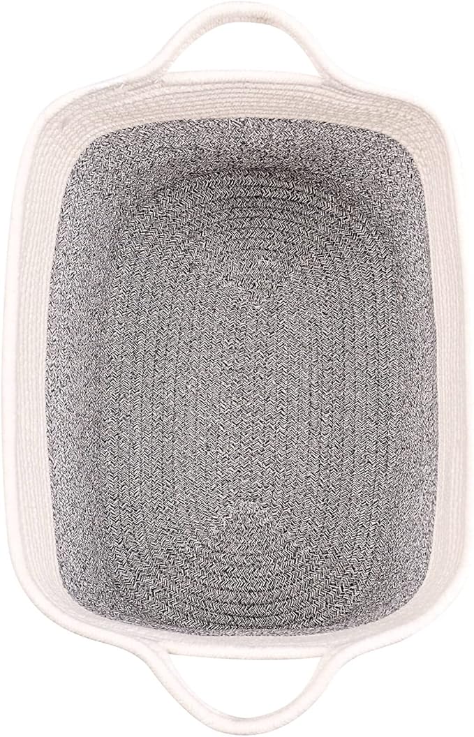 Medium and Large Woven Basket//With Handle, Used for Toys and Fabric Storage Basket used for Storing xl Storage Box, Decorative Storage Box Room 2pack (14L12H Silver Gray, 14L*10W*12H)