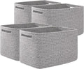 OIAHOMY 4 Pack Storage Baskets for Organizing, Cube Storage Bins for Shelves, Rectangle Storage Baskets With Handles, Woven Baskets for Storage, 12.7''Lx9''Wx7.8''H, Grey