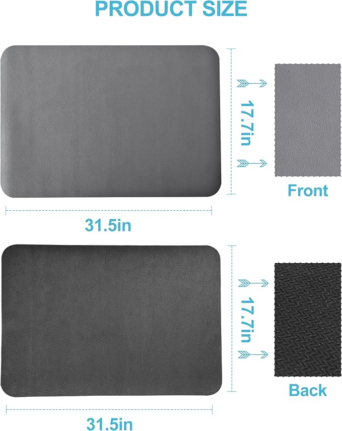 Dish Drying Mat for Kitchen Counter, 17"x31.5" Dish Drying Pad with Non-slip Rubber Backed, Hide Stain Anti Absorbent for Kitchen Counter, Drying Mat for Coffee Machine Dish Rack (Grey)