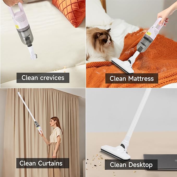 Handheld Vacuum Cleaner,Ultra-Lightweight Mini Portable Vacuums for Home, 6 in 1 Stick Vac Cleaners for Car,Pet Hair,Carpet（Green Corded
