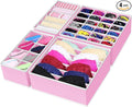 Simple Houseware 4-Pack Drawer Organizer Set - Closet Dividers for Underwear, Socks, Bras, Scarves, Ties - Foldable Non-Woven Storage Boxes, Pink