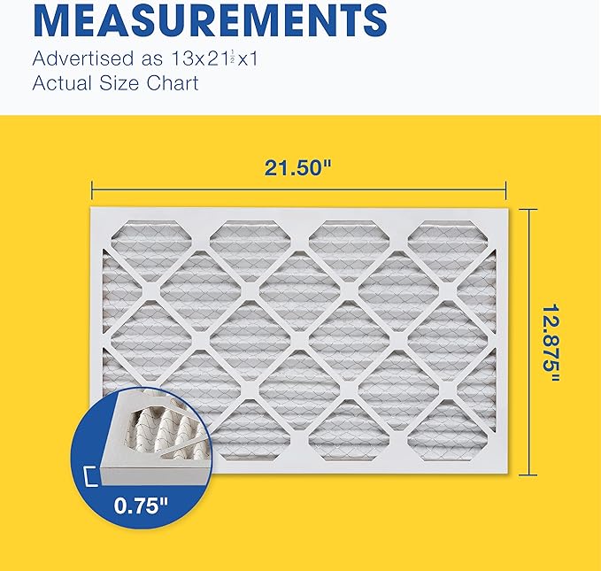 Aerostar 13x21.5x1 MERV 13-6 Count - Pleated Furnace & Air Conditioner Filters - Removes Bacteria, Dust, Cold & Flu Germs, Lint, Mold, Pet Dander, Allergy-Causing Pollen, Smog, Smoke & Viruses