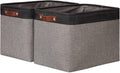 DULLEMELO Storage Bins 16"x12"x12" With Leather Handles for Organizing,Decorative Collapsible Storage Baskets for Shelves Closet Home Office (Black&Grey)
