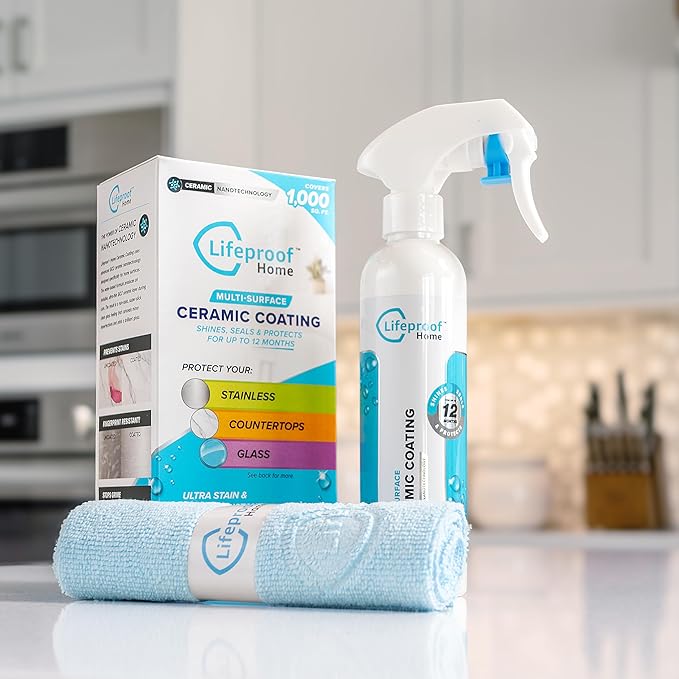 Lifeproof 2-Pack Ceramic Coating Spray Kit - Shine, Seal & Protect Kitchen & Bath Surfaces, Repels Stains & Grime