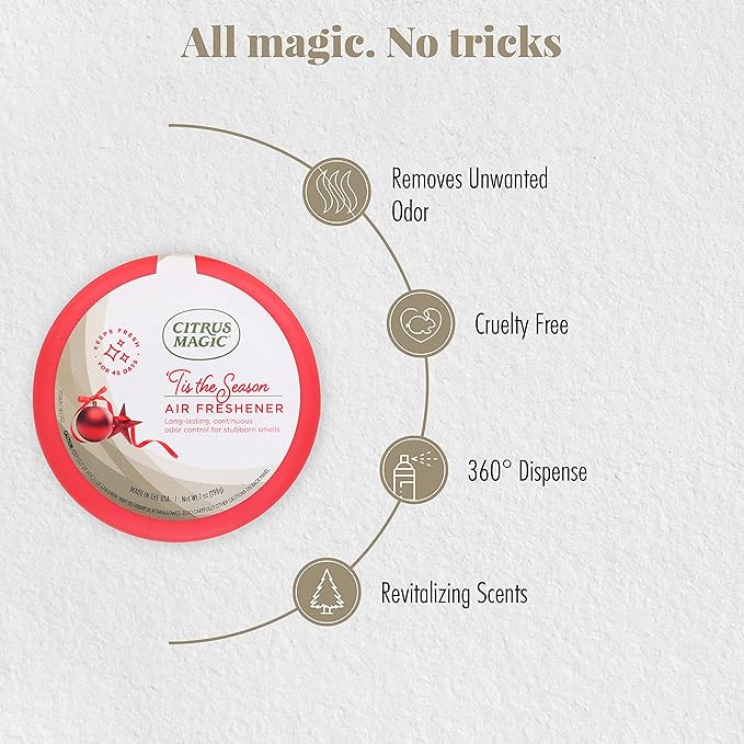 Citrus Magic Holiday Odor Absorbing Solid Air Freshener, 'Tis the Season, 7-Ounce, Pack of 3