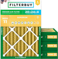 Filterbuy 20x24x4 Air Filter MERV 11 (MPR 1200) Allergen Defense Replacement (4-Pack), Electrostatic Pleated HVAC AC Furnace Filters, Made in USA (Actual Size: 19.38 x 23.38 x 3.63)