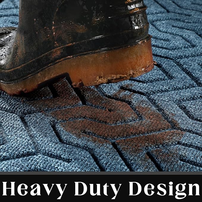 Yimobra Extra Large Door Mat Outside Entrance 60x32, Waterproof Heavy Duty Outdoor Mats for Front Door, Non Slip Rubber Entry Mat for Garage Patio, Easy Clean, Mix Blue