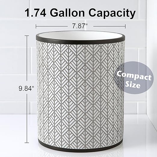 Allure Home Creation Shelby Resin Grey Multicolored Wastebasket Trash Can, Compact Size, 1.74 Gallons