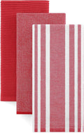 Homaxy Premium Kitchen Towels(18”x 28”, 3 Pack), Large Cotton 380 GSM Kitchen Hand Towels, Soft and Absorbent Terry Dish Towels, Multipurpose Tea Towel Set with Hanging Loop, Red