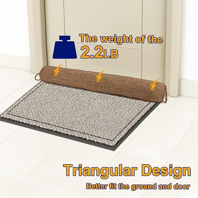 NABOWAN 30" Weighted Under Door Draft Stopper -Triangular Door Draft Blocker with Hook Loops for Easy Install, Save Energy, Home Room Essentials
