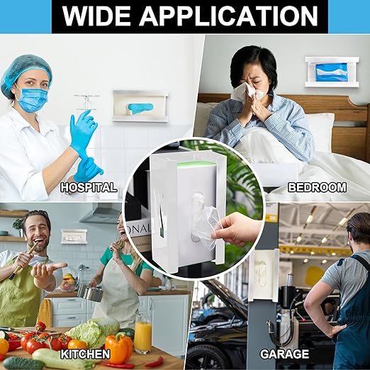 Lounsweer 2 Pcs Magnetic Glove Dispenser Holders Wall Mount Boxes of Gloves Commercial Quality Towels Wipes Paper Tissue Box Holder Kitchen Fridge Office Workshops Garage Tool Hospital(White)