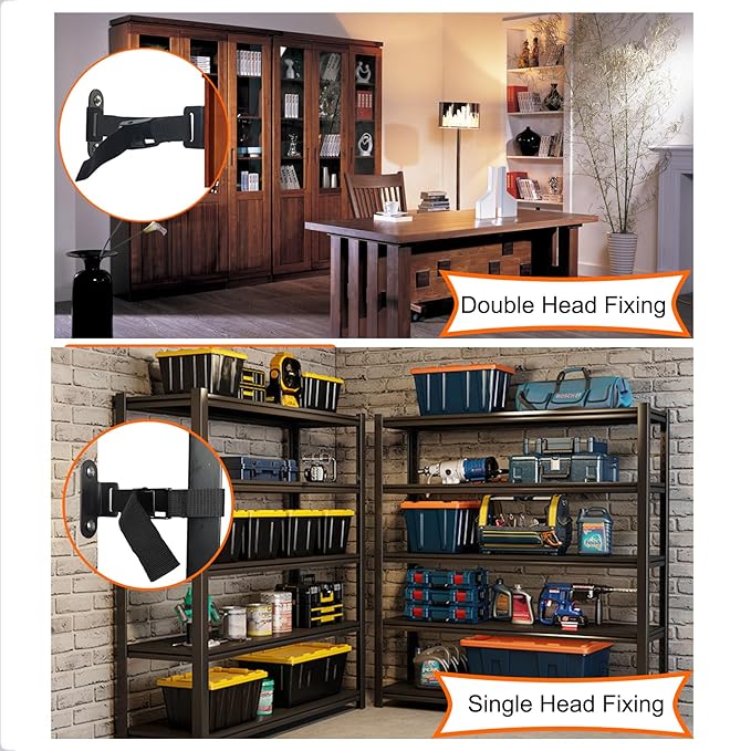 1000 lbs. Furniture Anchors, Anti Tip Straps for Furniture, Heavy Duty Safety Wall Anchors for Bookshelves, Dressers, Counters & Cabinets, Black
