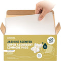 Lunderg Jasmine Scented Super Absorbent Commode Pads - Medical Grade Value Pack 100 Count - for Disposable Bedside Commode Liners, Adult Chairs, Portable Buckets & Camping Toilet Bags - Light Scent