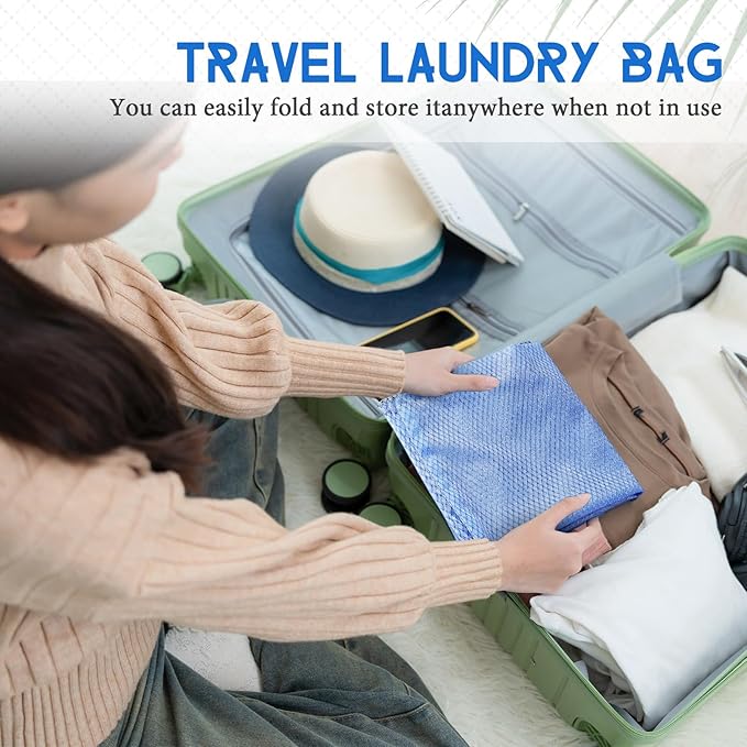 6 Pack 20 x 17 Inches Colorful Mesh Laundry Bag with Handles Machine Washable Secure Drawstring Closure Large Sturdy Mesh Net Laundry for College Travel Dorm Laundromat
