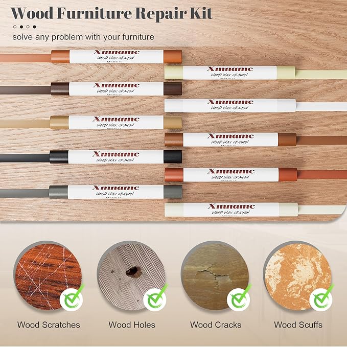 Wood Furniture Repair Kit - Set of 21 Furniture Markers Wood Filler Sticks Wood Scratch Repair Kit Remove Any Scratches, Scuffs, Cracks and Nail Holes on Furniture, Floors, Doors, Cabinets, Tables