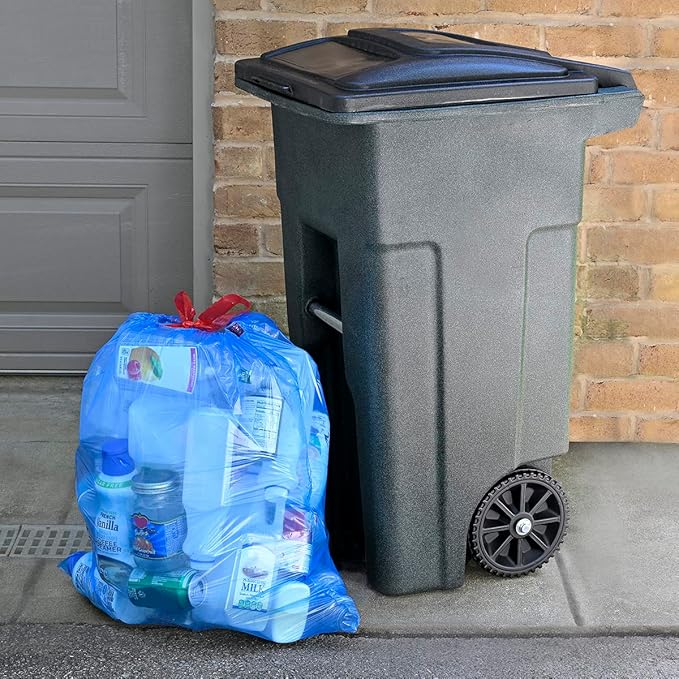 Amazon Basics Blue Recycling Trash Bags, Unscented, 13 Gallon, 60 count (Pack of 2)