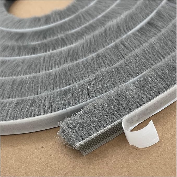 32ft Door Weather Stripping Door Seal Strip Brush for Sliding Windows/Doors Frame (32ft x11/32 Backing x 9/16 Brush inch, Black)