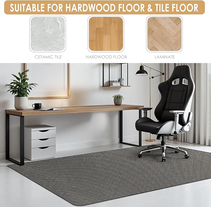 Kuyal Office Chair Mat for Hardwood Floor, 36" x 48" Heavy Duty Desk Chair Mat for Office & Home, Anti Slip, Non-Curve Computer Chair Protector Mat, Light Brown