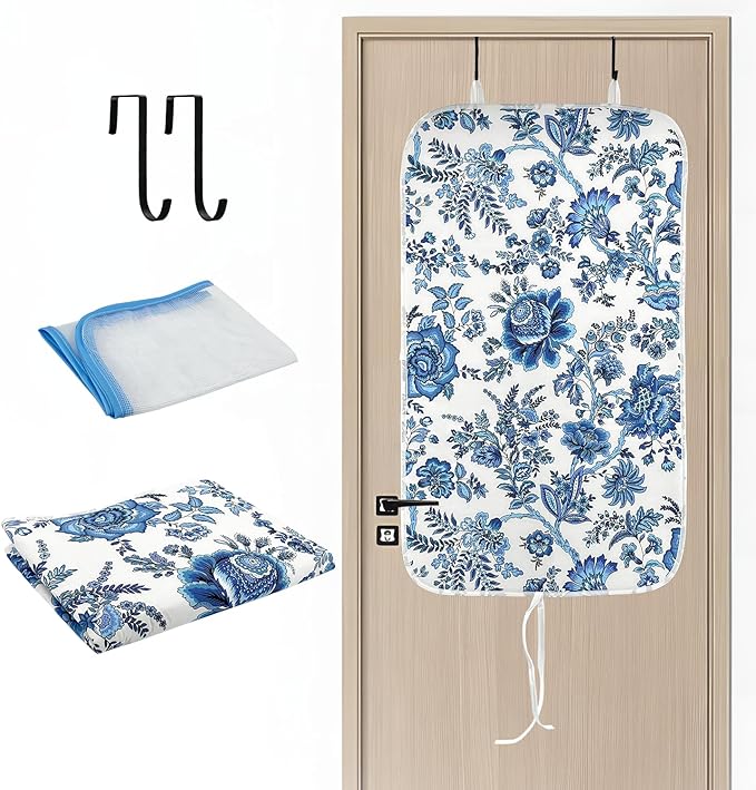 Portable Ironing Mat - 3mm Heat Resistant Padding with 2 Hooks + 1 Insulating Pad for Tabletop or Bed Steam Pressing | Quilting & Travel Blanket Ironing Board Alternative