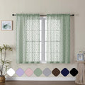 Aiyufeng Sage Green Curtains 45 Inch Length 2 Panels Set, Farmhouse Clip Jacquard Textured Short Sheer Curtains, Lightweight Chic Wavy Line Window Curtain Panels for Bedroom, 40" Wx45 L Inches