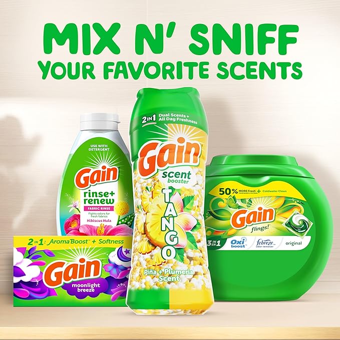 Gain Tango 2-in-1 Laundry Scent Booster Beads, Piña and Plumeria Scent, 10.7oz, Laundry Beads with Dual Scents Plus All Day Freshness