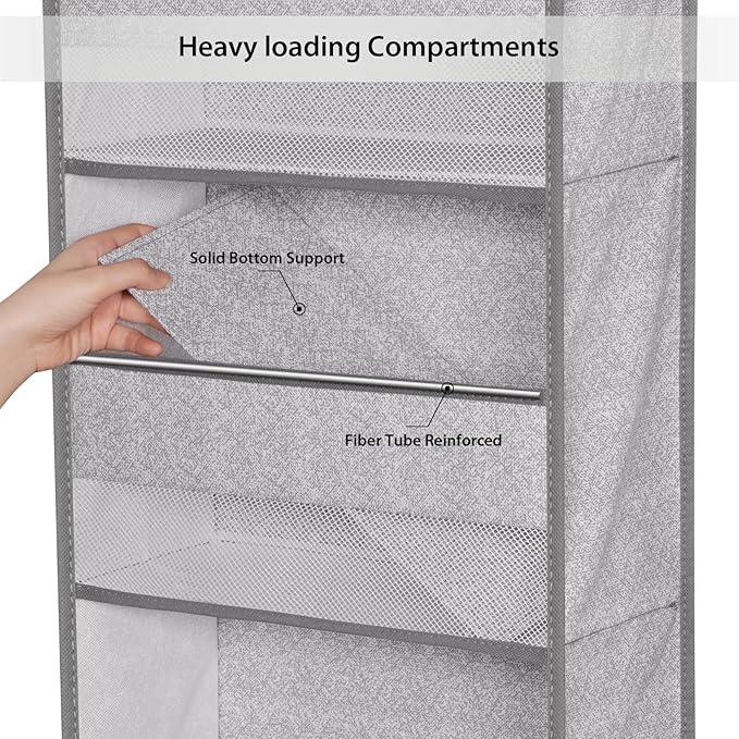 Univivi 5-Shelf Door Storage Over Door Hanging Organizer with 4 Large Pockets and 3 Small PVC Pockets Nursery Closet Cabinet Wall Mount Hanging Storage Organizers for Baby Nursery (Grey Pattern)