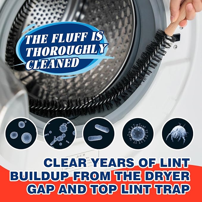 Dryer Vent Cleaner Kit, Bluesea 33-Piece Omnidirectional Dryer Cleaning Kit Include 50 Feet Dryer Vent Brush, Upgrade Noiseless Dryer Lint Vacuum Attachment, Lint Trap Brush, Vacuum & Dryer Adapters