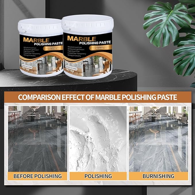 Marble Polishing Paste Kit, Marble Polishing Compound, Countertop Cleaner, Quartz Polish, Sealant & Protector For Marble Countertops, Floors, Walls