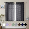 Aiyufeng Sheer Curtains 54 Inch Length 2 Panels, Soft Lightweight Clip Jacquard Textured Black Curtains for Bedroom Living Room, Modern Wavy Line Solid Voile Sheer Drapes, 40" Wx54 L Inches