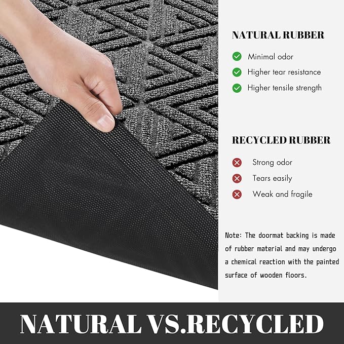Yimobra Extra Large Door Mat 60x32, All-Weather Waterproof Non-Slip Welcome Matt Outdoor, Heavy Duty Non Slip Doormat for Entryway for Patio and Garage Indoor, Easy Clean, Mix Grey