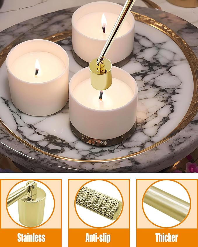 4 in1 Candle Accessory Set with Rechargeable Candle Lighter, Candle Wick Trimmer, Candle Wick Snuffer, Candle Wick Dipper, Candle Care Kit (Gold)