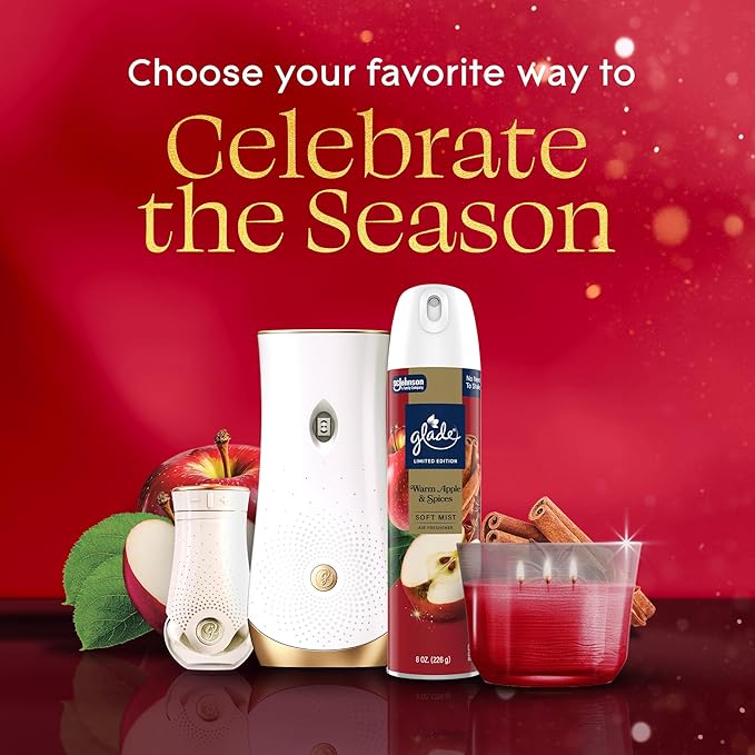Glade Automatic Spray Refill, Warm Apple & Spices, Scented Air Freshener for Home and Bathroom, 6.2 Oz, 3 Count
