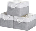 15x11x9.5 Inch Storage Baskets for Shelves,3 Pack Storage Bins，Foldable Organizer Boxes, Decorative Storage Basket for Organizing Clothes, Toys, Books, Foldable Cloth Baskets (White&Gray)