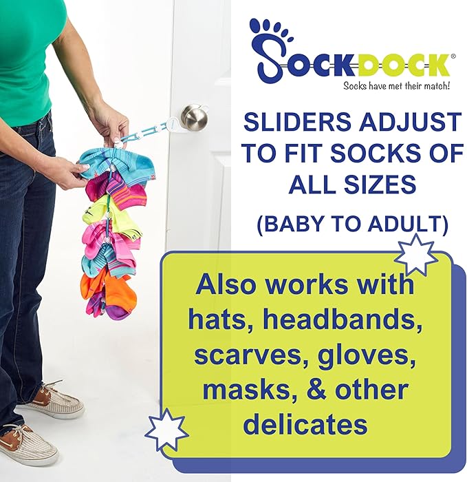 Sock Laundry Solution for Washing Drying & Storing Socks in Pairs, Clip & Hold Socks in Washer Dryer & Closet 2-Pack